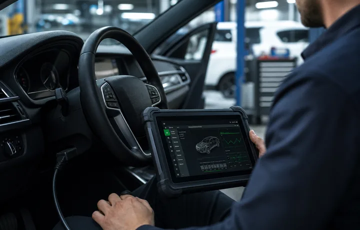 Scanner diagnostic connecte au vehicule pour verifier les systemes electroniques