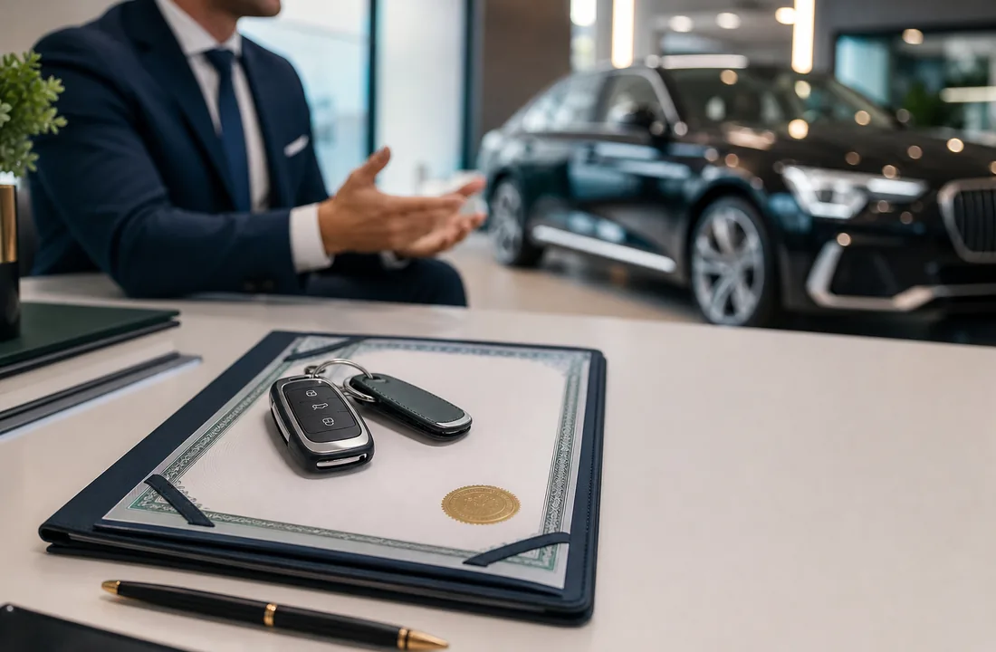 Documents de garantie premium et cle vehicule prepares pour remise client